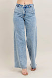 Judy Blue Full Size High Waist Wide Leg Jeans with Skewed Inseam Plus Size - Trendsi - Flyclothing LLC