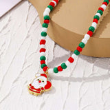 Christmas Beaded Necklace with Santa Charm - Trendsi - Flyclothing LLC