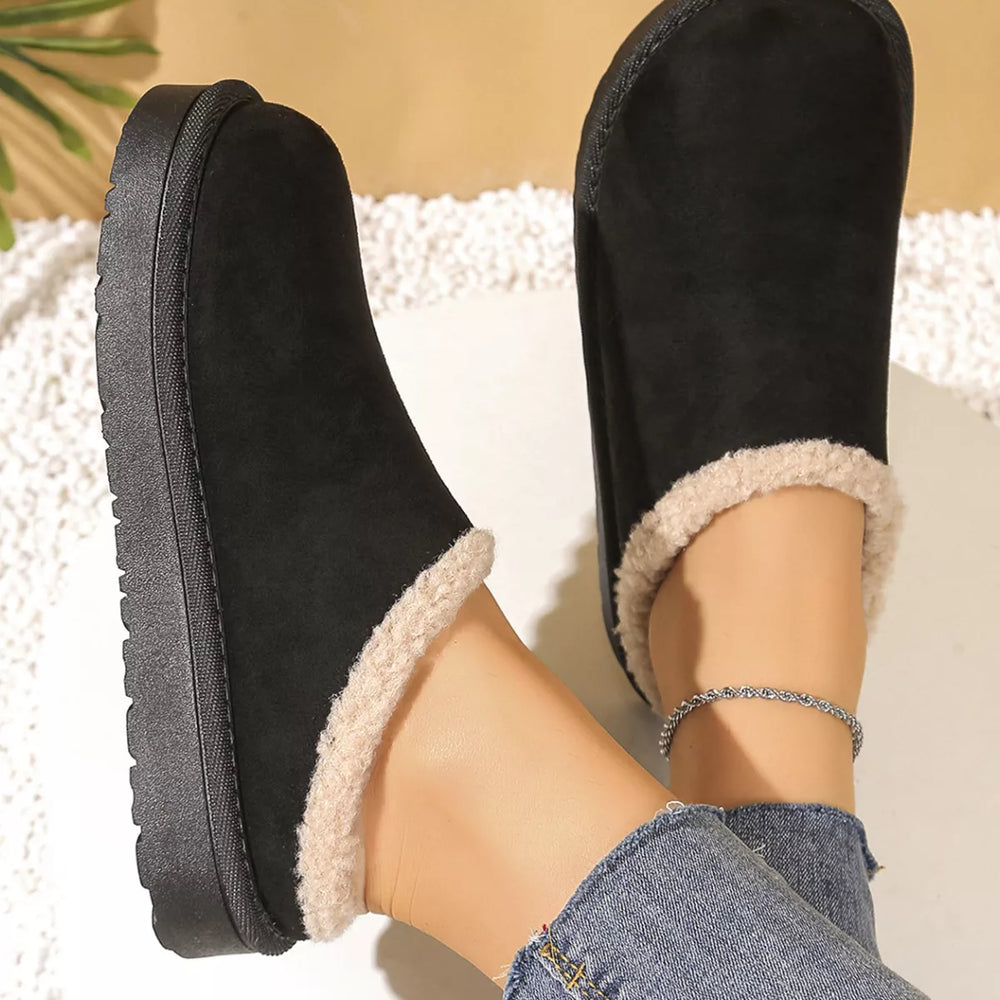 Plush Lined Round Toe Slippers - Trendsi - Flyclothing LLC