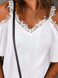 Lace Detail V-Neck Half Sleeve Blouse - Trendsi - Flyclothing LLC
