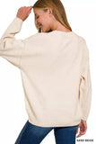 Zenana Melange Front Seam Round-Neck Sweater - Trendsi - Flyclothing LLC