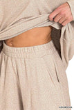 Zenana Soft Melange Long Sleeve Tee and Shorts Set - Trendsi - Flyclothing LLC