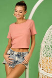 BiBi Rib Knit with Back Cross and Tied Detailed Top - Trendsi - Flyclothing LLC