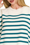 Zenana Oversized Crew Neck Stripe Sweater Vest - Trendsi - Flyclothing LLC