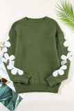 Flower Round Neck Long Sleeve Sweater - Trendsi - Flyclothing LLC