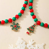 2 Piece Christmas Beaded Necklace with Pendants - Trendsi - Flyclothing LLC