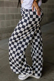 Checkered Wide Leg Pants - Trendsi - Flyclothing LLC