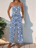 Perfee Smocked Tube Wide Leg Jumpsuit - Trendsi - Flyclothing LLC