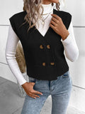 Full Size Button Up V-Neck Sweater Vest - Trendsi - Flyclothing LLC