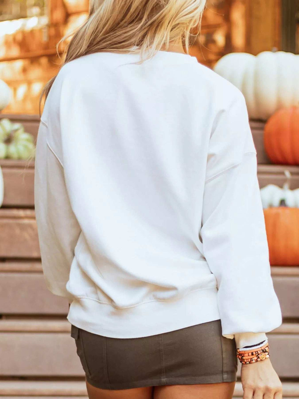 Halloween Pumpkin Patched Pattern Long Sleeve Sweatshirt - Trendsi - Flyclothing LLC