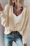 Openwork Button Up Long Sleeve Cardigan - Trendsi - Flyclothing LLC