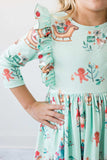 Believe in Your Elf 3/4 Sleeve Ruffle Twirl Dress - Mila & Rose ® - Flyclothing LLC