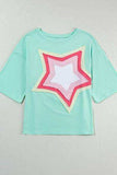 Color Block Star Patched Oversized T-Shirt - Trendsi - Flyclothing LLC