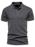 Men's Collared Neck Button Detail Short Sleeve Polo - Trendsi - Flyclothing LLC