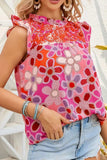 Embroidered Detail Floral Ruffle Cap Sleeve Blouse - Trendsi - Flyclothing LLC