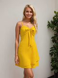 Layered Sweetheart Neck Bow Front Mini Cami Dress - Trendsi - Flyclothing LLC