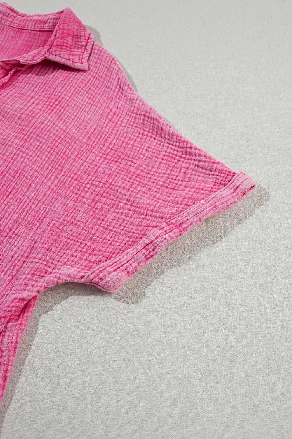 Mineral Wash Crinkle Split Neck Raw Hem Tiered Dress - Trendsi - Flyclothing LLC