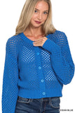 Zenana Button Down Lightweight Crochet Cardigan Sweater - Trendsi - Flyclothing LLC