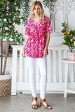 Heimish Full Size Short Sleeve Crisscross Animal Babydoll Top Plus Size - Trendsi - Flyclothing LLC