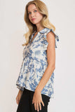 Umgee Full Size Botanical Print Babydoll Top Plus Size - Trendsi - Flyclothing LLC