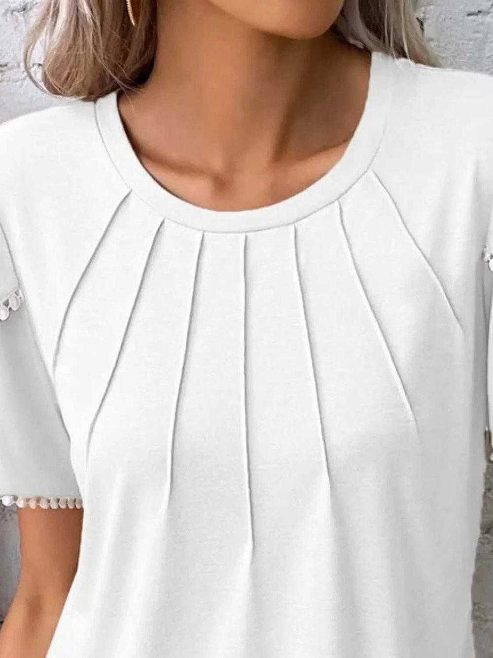 Full Size Round Neck Petal Sleeve Blouse Plus Size - Trendsi - Flyclothing LLC