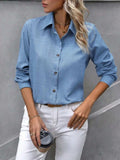Button Up Collared Neck Long Sleeve Shirt - Trendsi - Flyclothing LLC