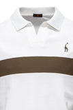 Men's Giraffe Embroidered Collared Neck Contrast Polo - Trendsi - Flyclothing LLC
