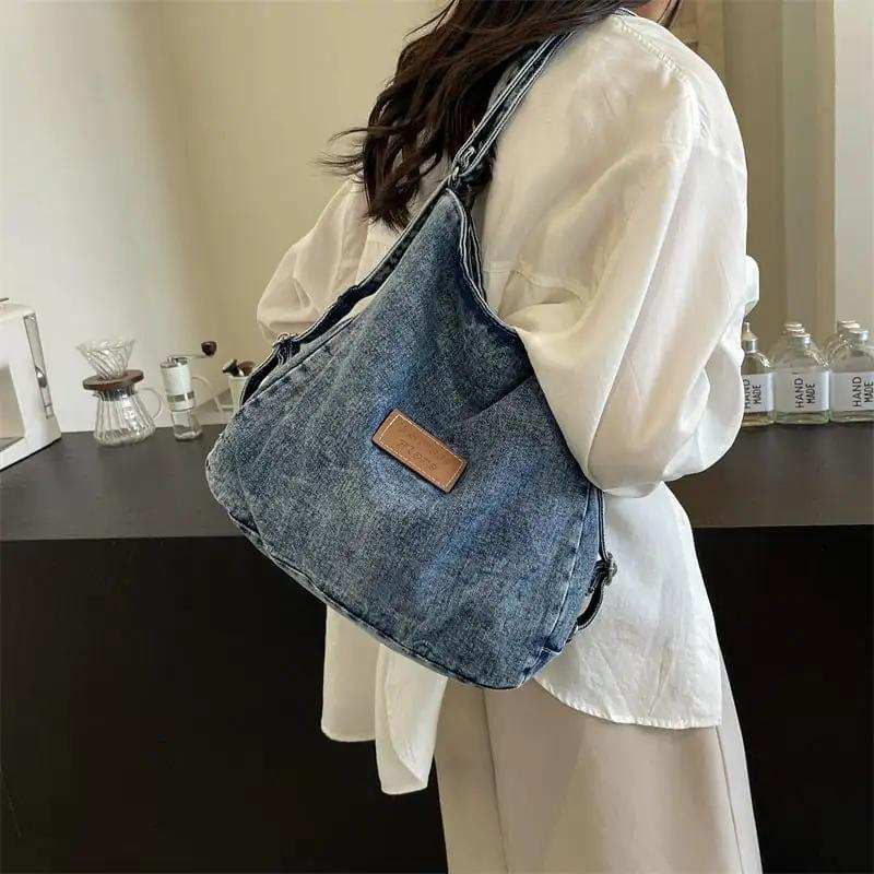 Adjustable Strap Denim Shoulder Bag - Trendsi - Flyclothing LLC