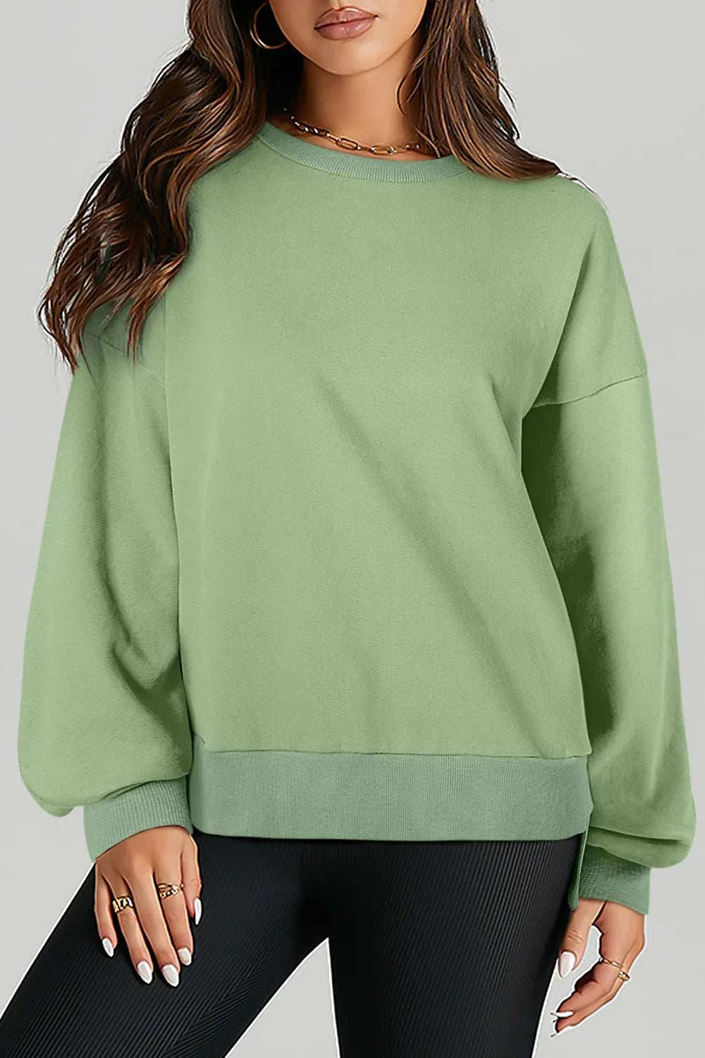 High-Low Round Neck Long Sleeve Sweatshirt - Trendsi - Flyclothing LLC