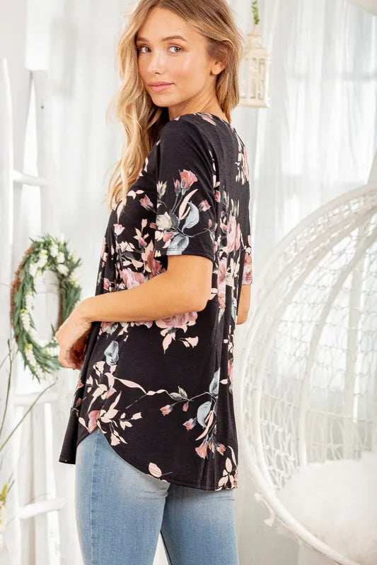 Heimish Full Size Crisscross Neck Floral Babydoll Top Plus Size - Trendsi - Flyclothing LLC