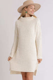 Umgee Full Size High Low Long Sleeve Boucle Sweater Dress Plus Size - Trendsi - Flyclothing LLC