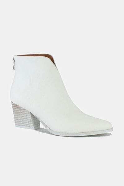 Beast Fashion PU Leather Block Heel Boots with Back Zippers - Trendsi - Flyclothing LLC