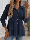 Striped Button-Down Tiered Shirt - Trendsi - Flyclothing LLC