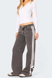 Side Striped Loose Fit Jeans - Trendsi - Flyclothing LLC