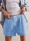 Striped Elastic Waist Shorts - Trendsi - Flyclothing LLC