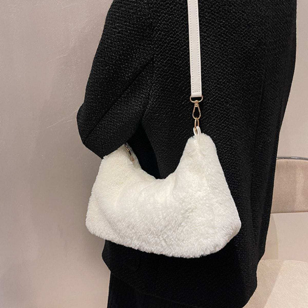 Faux Fur Removable Strap Shoulder Bag - Trendsi - Flyclothing LLC