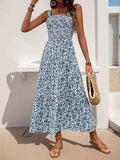 Perfee Frill Printed Square Neck Midi Cami Dress - Trendsi - Flyclothing LLC
