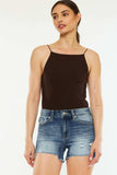 Kancan High Waist Raw Hem Denim Shorts - Trendsi - Flyclothing LLC