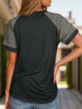Full Size Contrast Round Neck Short Sleeve T-Shirt - Trendsi - Flyclothing LLC