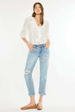 Kancan Mid Rise Distressed Boyfriend Fit Jeans - Trendsi - Flyclothing LLC
