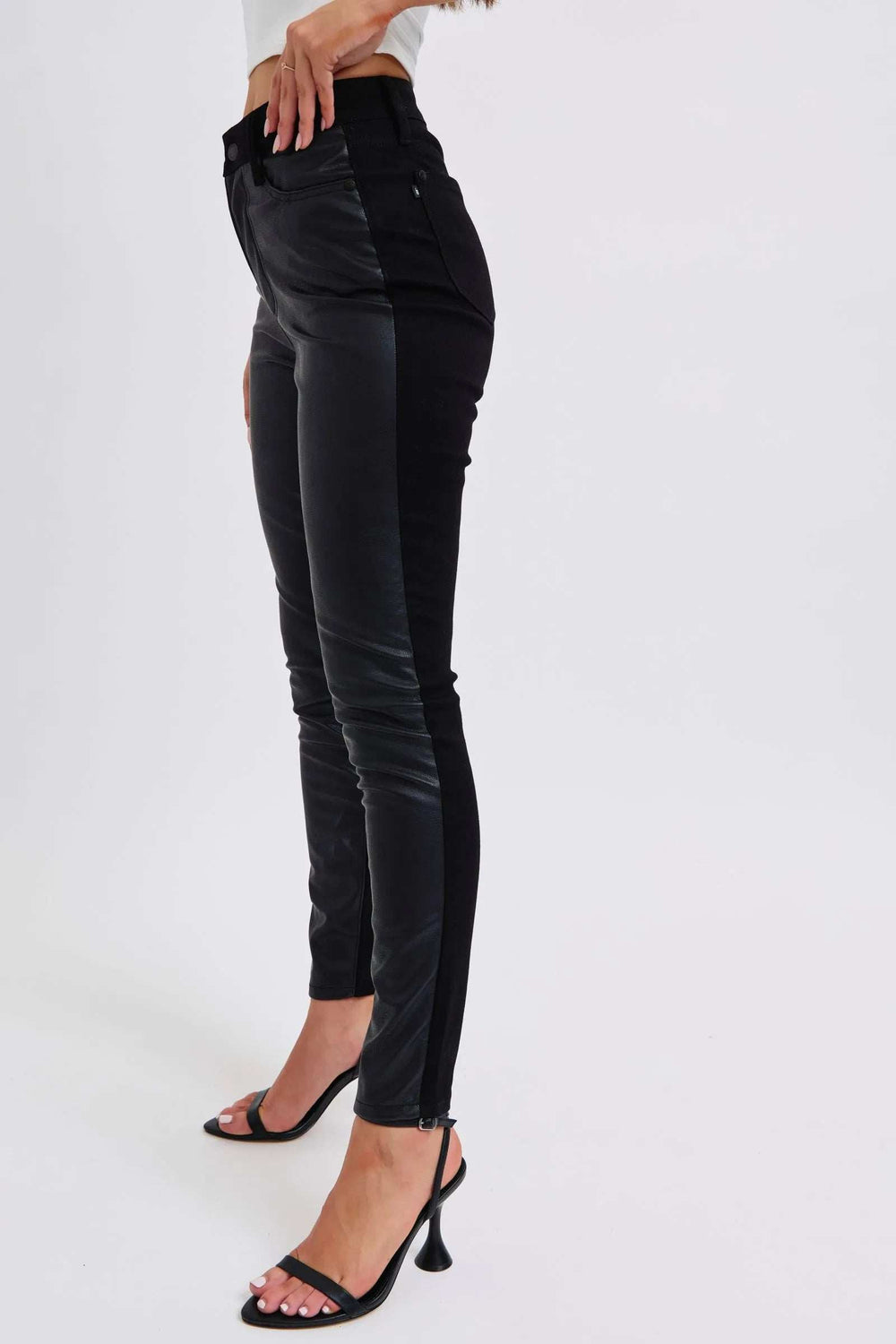 Judy Blue Plus Size HW Faux Leather Skinny Pants - Trendsi - Flyclothing LLC