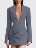 Full Size Blazer-Style Long Sleeve Mini Dress Plus Size - Trendsi - Flyclothing LLC
