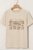 LIVE YOUR BEST LIFE Western Graphic Short Sleeve T-Shirt - Trendsi - Flyclothing LLC