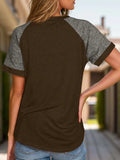 Full Size Contrast Round Neck Short Sleeve T-Shirt - Trendsi - Flyclothing LLC
