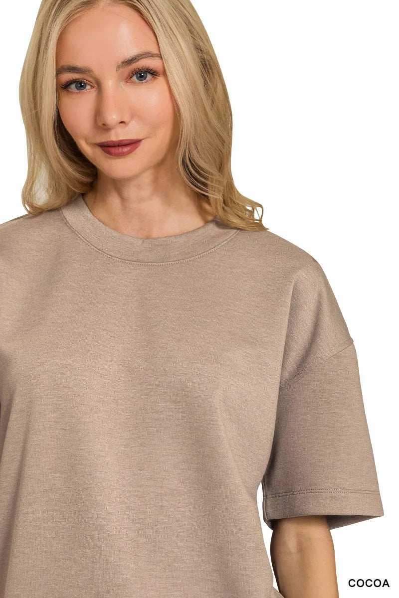 Zenana Scuba Short Sleeve Top & Shorts Set - Trendsi - Flyclothing LLC