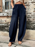 Elastic Waist Pants with Pockets - Trendsi - Flyclothing LLC
