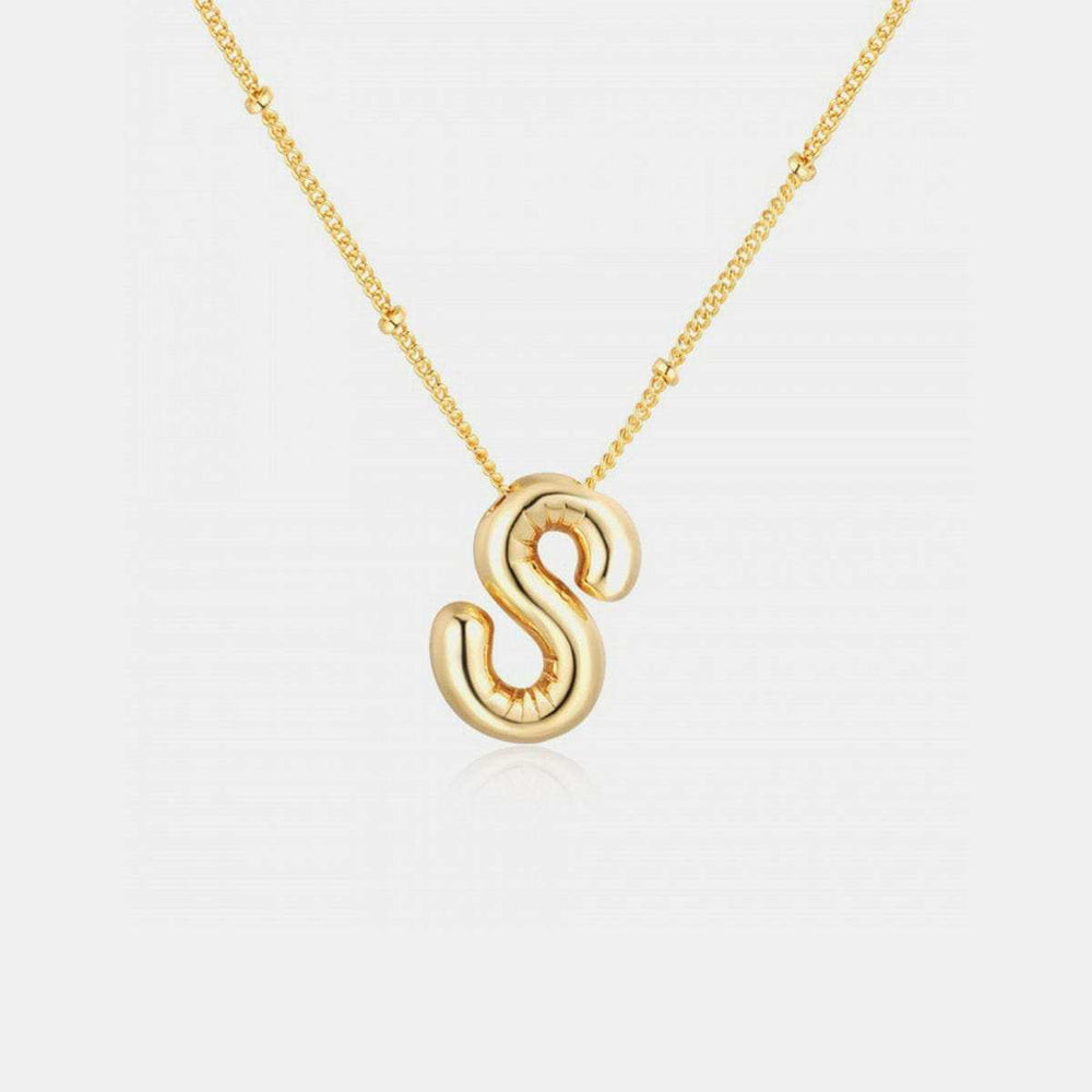 Gold-Plated Letter Pendant Necklace - Trendsi - Flyclothing LLC