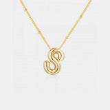 Gold-Plated Letter Pendant Necklace - Trendsi - Flyclothing LLC
