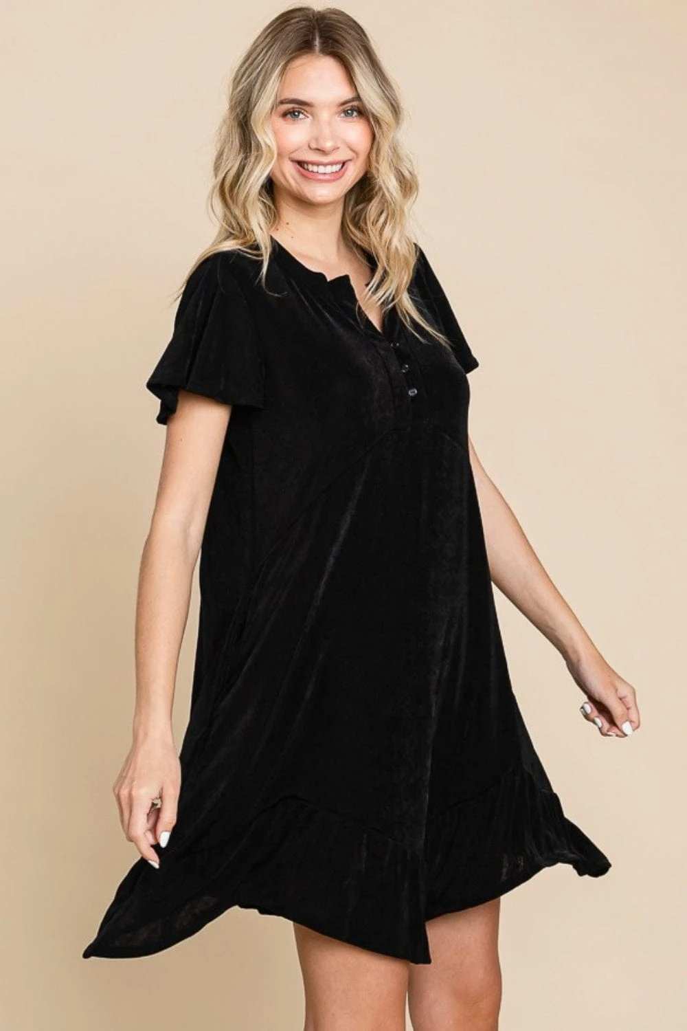 Culture Code Full Size Short Sleeve Ruffled Asymmetric Hem Dress - Trendsi - Flyclothing LLC