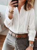 Lace Trim Long Sleeve Shirt - Trendsi - Flyclothing LLC
